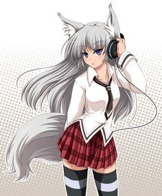 Art white fox girl
