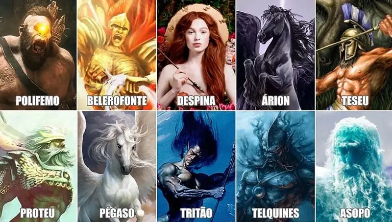 deuses, deusas, semi-deuses e outras raças - mitologia Grega