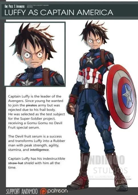 Luffy - Capitão América - One Piece