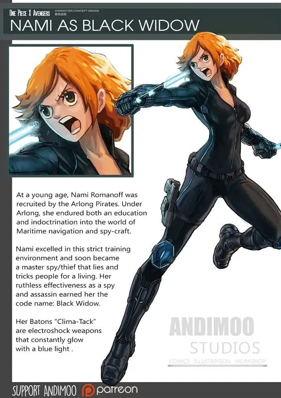 One Piece - Nami - Viúva Negra - Arte Andimoo