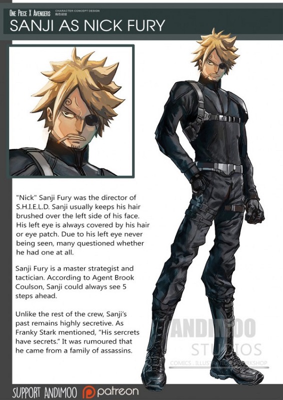 Sanji - Nick Fury - One Piece - Arte Andimoo