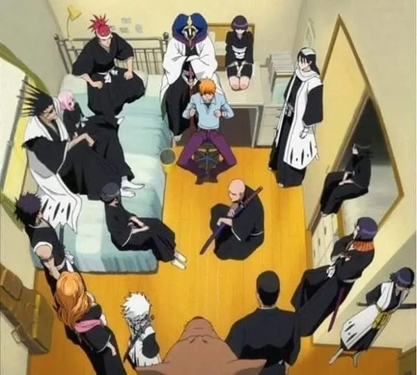 Bleach Reunião dos capitães no quarto do Ichigo